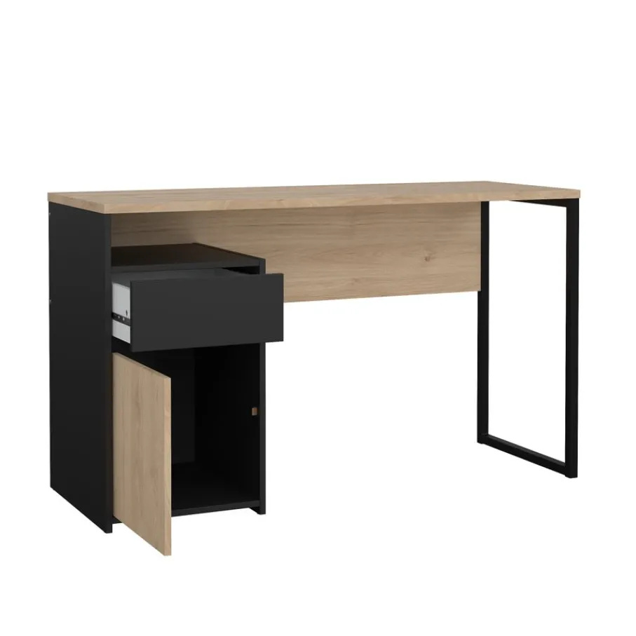 Bureaus< Bureau Boston Eiken / Zwart - 131x77x49 cm