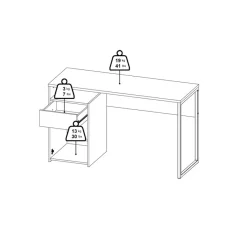 Bureaus< Bureau Boston Eiken / Zwart - 131x77x49 cm
