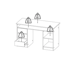 Bureaus< Bureau Boston Eiken / Zwart - 126x76x55 cm