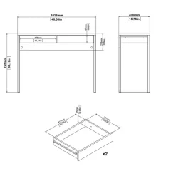 Bureaus|Sidetables< Bureau Boston Hoogglans Wit - 102x77x40 cm