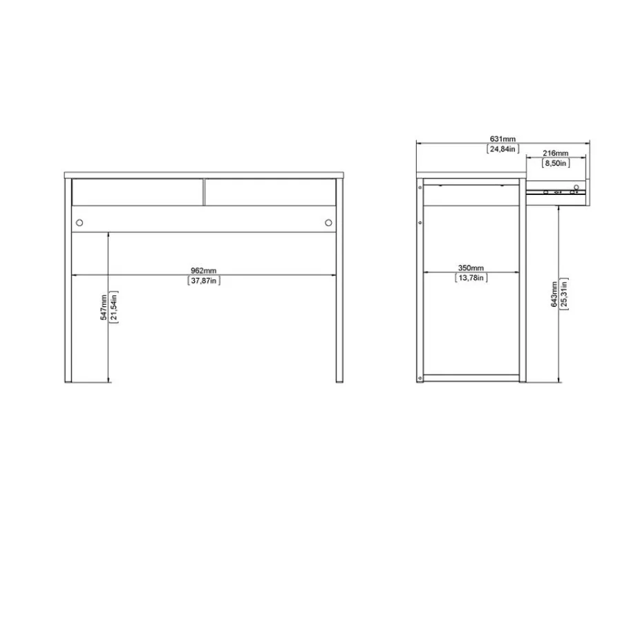 Bureaus|Sidetables< Bureau Boston Hoogglans Wit - 102x77x40 cm