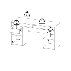 Bureaus< Bureau Boston Hoogglans Wit - 149x78x49 cm