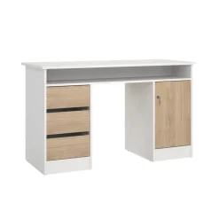 Bureaus< Bureau Boston Wit / Eiken - 126x76x55 cm
