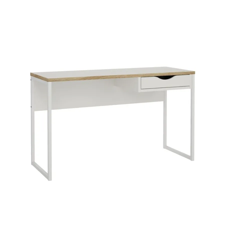 Bureaus< Bureau Boston Wit / Eiken - 130x77x49 cm
