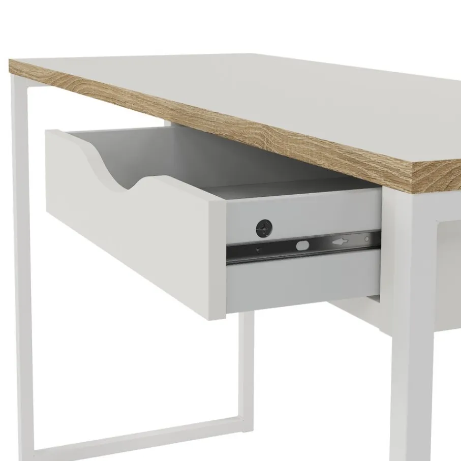 Bureaus< Bureau Boston Wit / Eiken - 130x77x49 cm