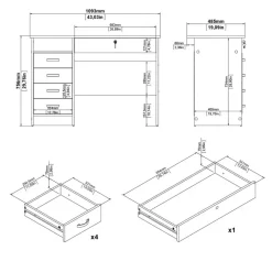 Bureaus< Bureau Boston Wit - 110x76x49 cm