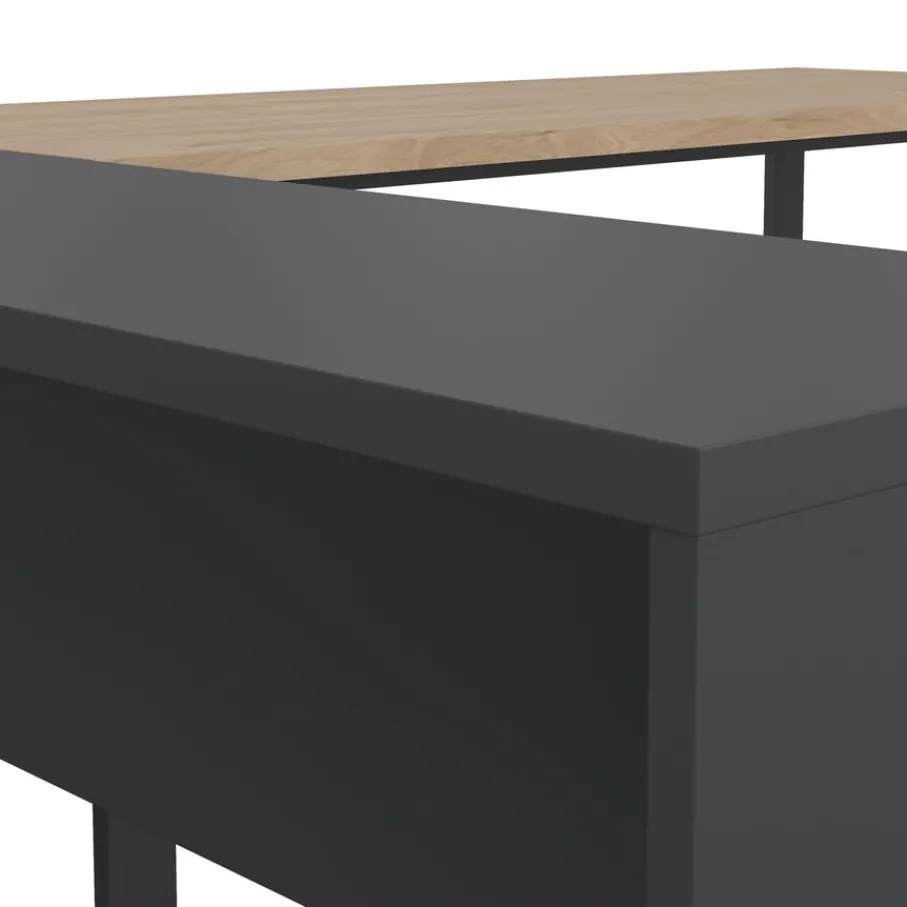 Bureaus< Bureau Bram Donkergrijs / Eiken - 150x76x60 / 150x76x40 cm