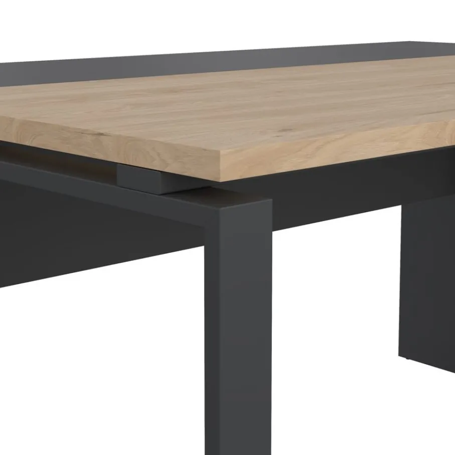 Bureaus< Bureau Bram Donkergrijs / Eiken - 150x76x60 / 150x76x40 cm