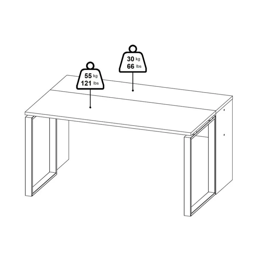 Bureaus< Bureau Bram Donkergrijs / Eiken - 150x76x60 / 150x76x40 cm