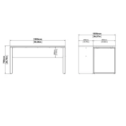 Bureaus< Bureau Bram Donkergrijs / Eiken - 150x76x60 / 150x76x40 cm