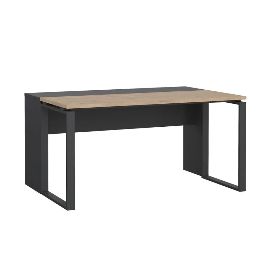 Bureaus< Bureau Bram Donkergrijs / Eiken - 150x76x60 / 150x76x40 cm
