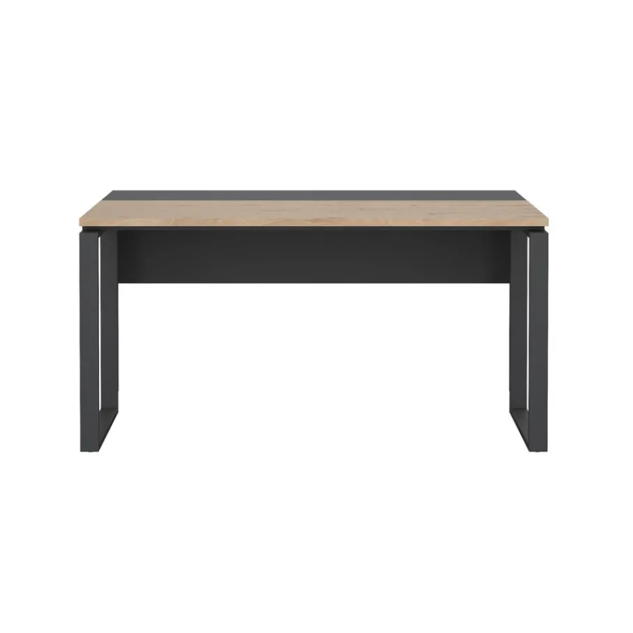 Bureaus< Bureau Bram Donkergrijs / Eiken - 150x76x60 / 150x76x40 cm