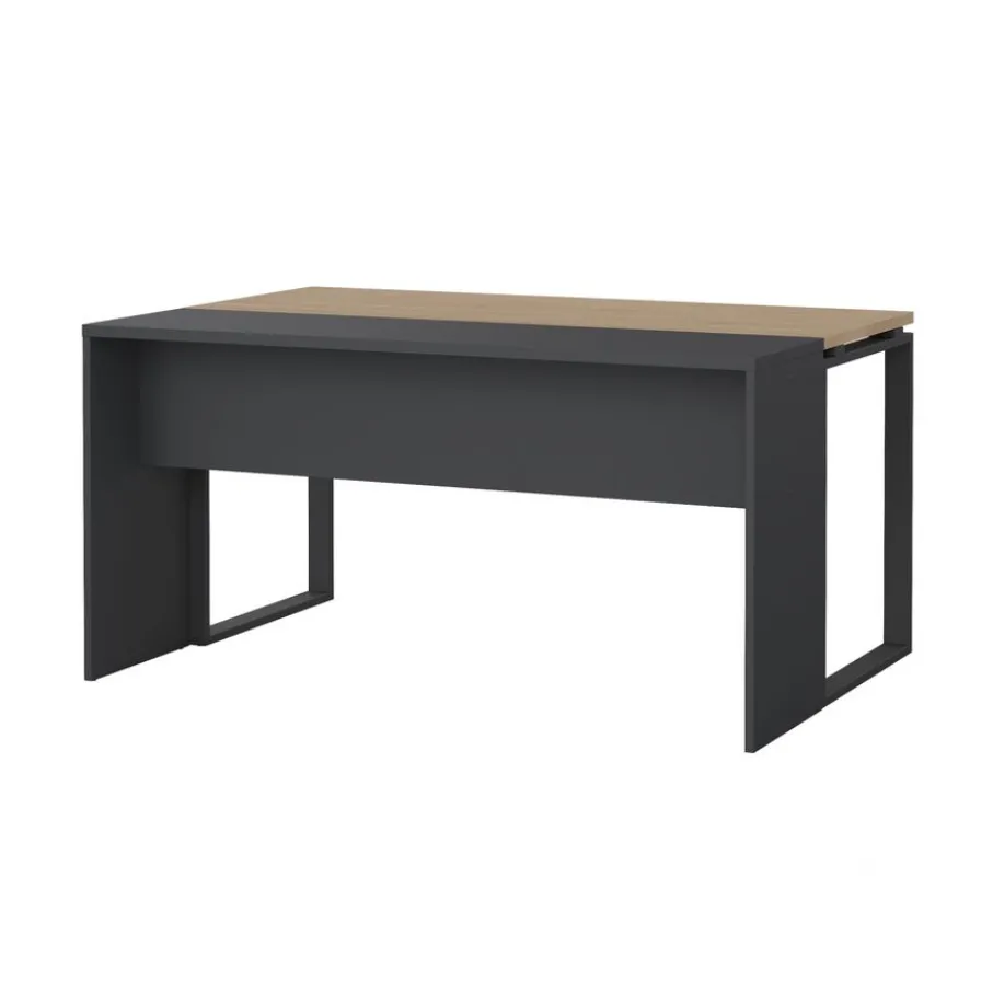 Bureaus< Bureau Bram Donkergrijs / Eiken - 150x76x60 / 150x76x40 cm