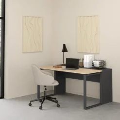 Bureaus< Bureau Bram Donkergrijs / Eiken - 150x76x60 / 150x76x40 cm