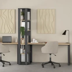 Bureaus|Sidetables< Bureau Bram Eiken / Donkergrijs - 150x76x60 cm