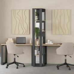 Bureaus|Sidetables< Bureau Bram Eiken / Donkergrijs - 120x76x60 cm