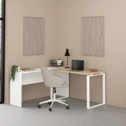 Bureaus|Sidetables< Bureau Bram Eiken / Wit - 120x76x60 cm