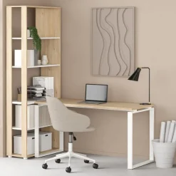 Bureaus|Sidetables< Bureau Bram Eiken / Wit - 150x76x60 cm
