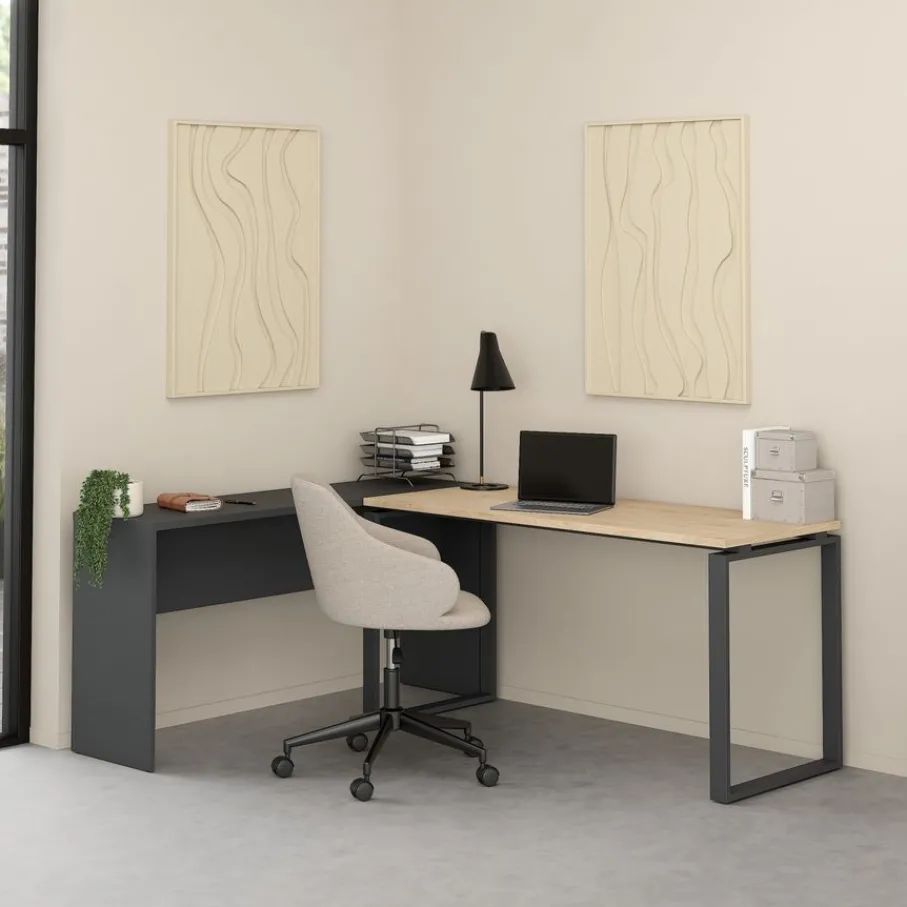 Bureaus< Bureau Bram Uitbreiding Donkergrijs - 150x76x40 cm