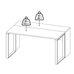 Bureaus< Bureau Bram Wit / Eiken - 150x76x60 / 150x76x40 cm
