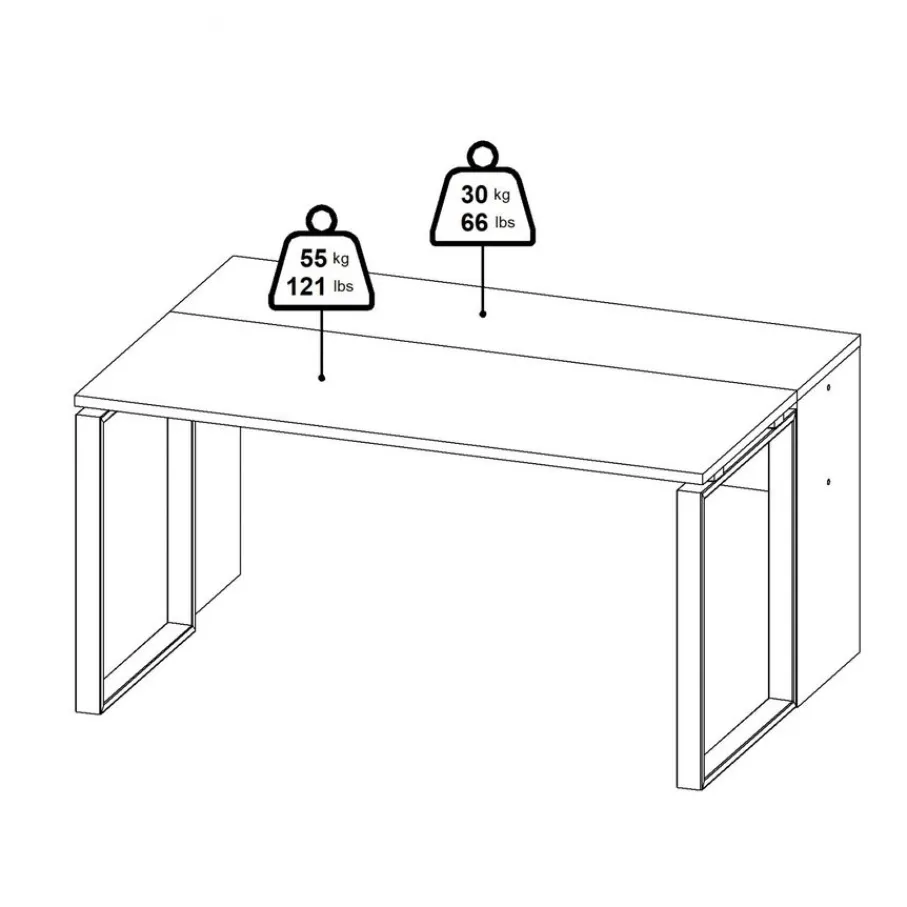 Bureaus< Bureau Bram Wit / Eiken - 150x76x60 / 150x76x40 cm