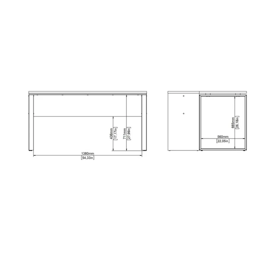 Bureaus< Bureau Bram Wit / Eiken - 150x76x60 / 150x76x40 cm