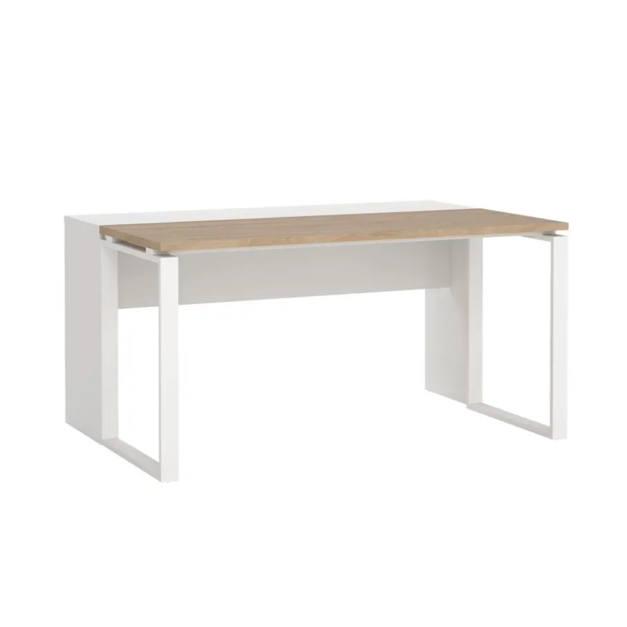Bureaus< Bureau Bram Wit / Eiken - 150x76x60 / 150x76x40 cm