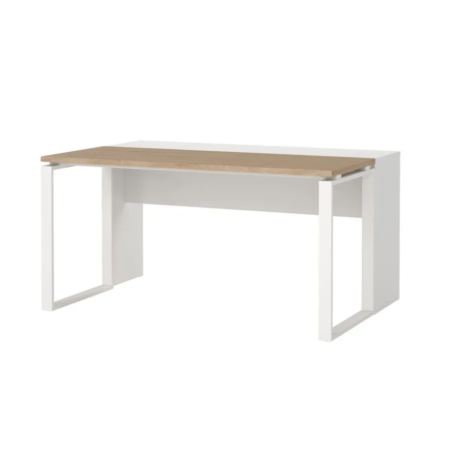 Bureaus< Bureau Bram Wit / Eiken - 150x76x60 / 150x76x40 cm