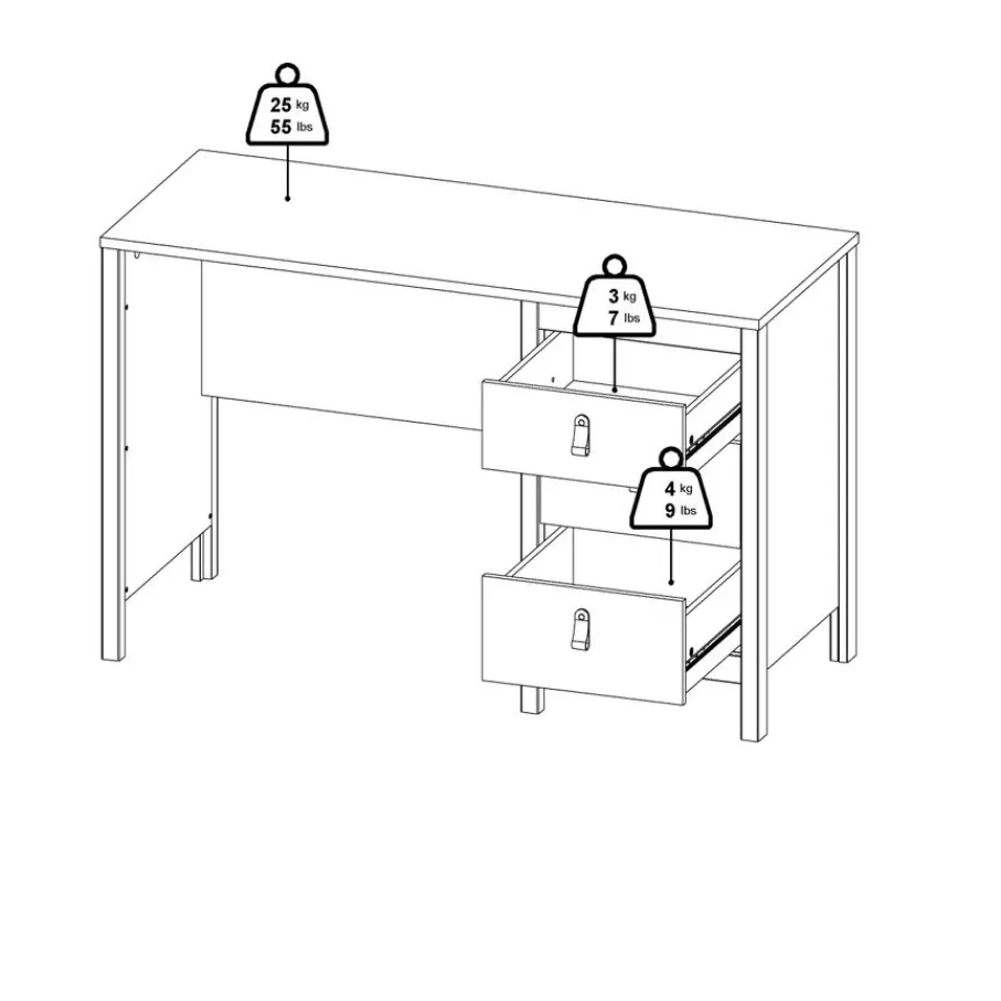 Bureaus< Bureau Dallas Eiken - 121x77x48 cm