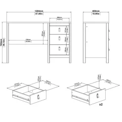 Bureaus< Bureau Dallas Eiken - 121x77x48 cm
