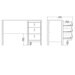 Bureaus< Bureau Dallas Wit - 121x77x48 cm