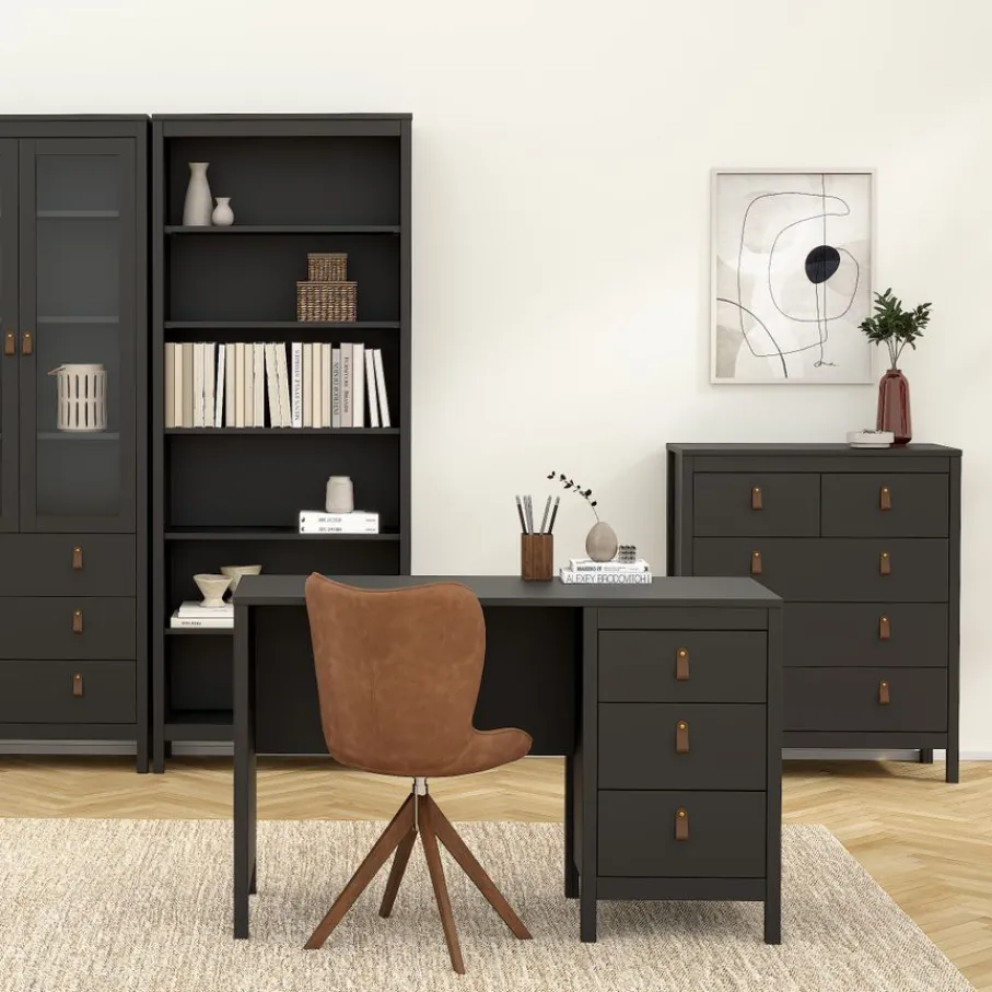 Bureaus< Bureau Dallas Zwart - 121x77x48 cm
