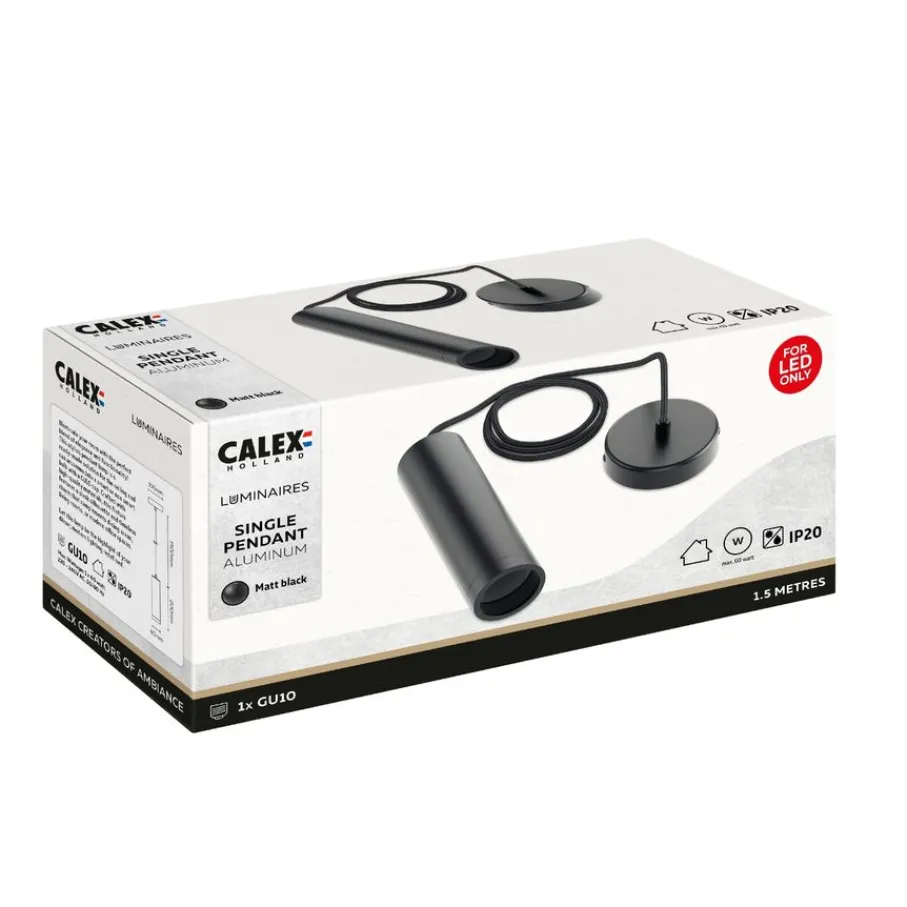 Hanglampen<Calex Hanglamp Pendel Zwart - GU10 - Ø 10 cm