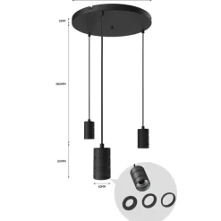 Hanglampen<Calex Hanglamp Retro Zwart - 3 x E27 - Ø 40 cm