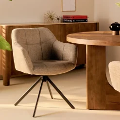 Eetkamerstoelen< Draaibare Eetkamerstoel Ana Taupe