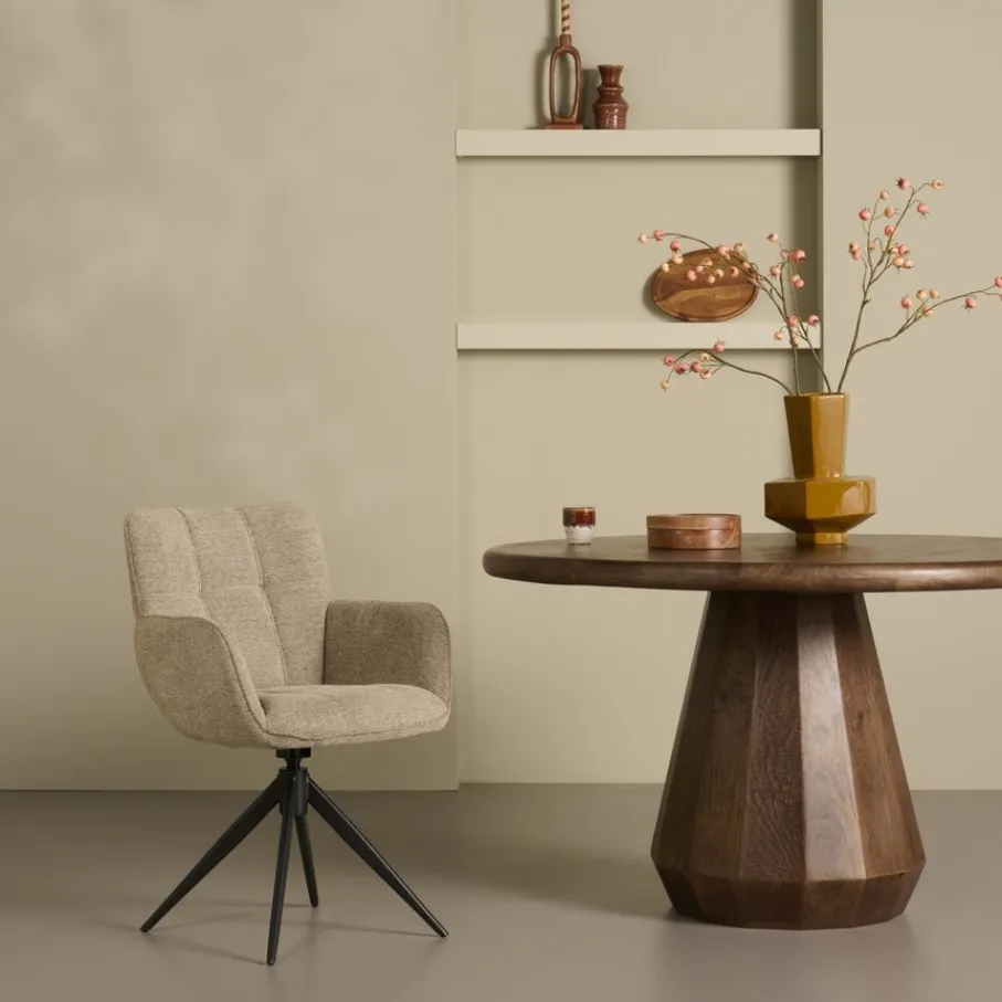 Eetkamerstoelen< Draaibare Eetkamerstoel Bente Beige
