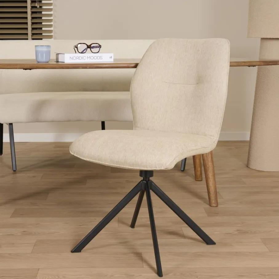Eetkamerstoelen< Draaibare Eetkamerstoel Bjorna Beige