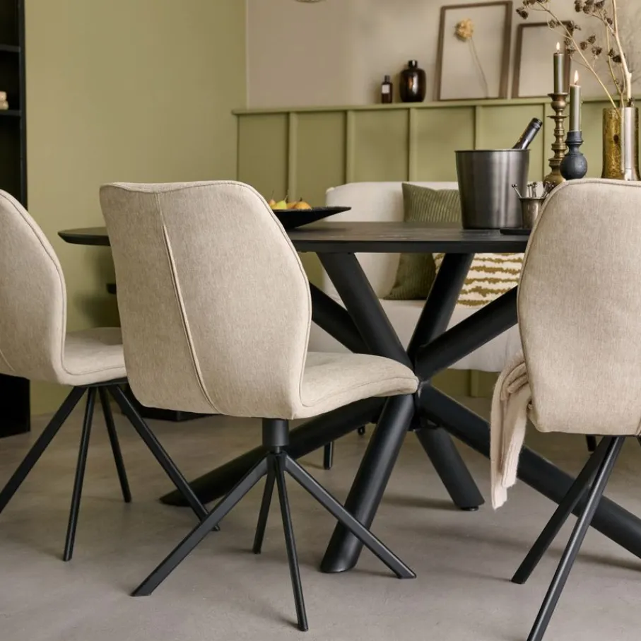 Eetkamerstoelen< Draaibare Eetkamerstoel Bjorna Beige