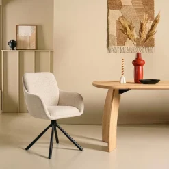 Eetkamerstoelen< Draaibare Eetkamerstoel Genk Beige