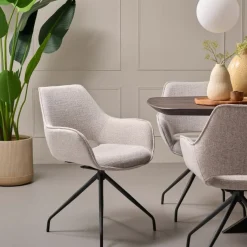 Eetkamerstoelen< Draaibare Eetkamerstoel Halfweg Grijs