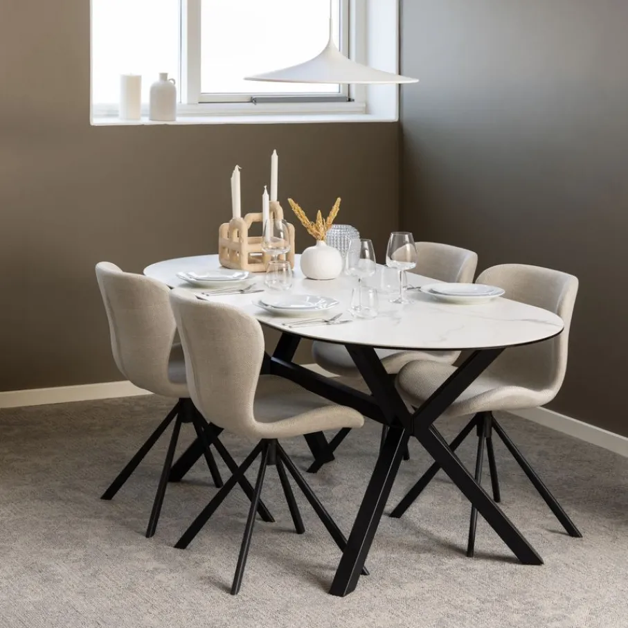 Eetkamerstoelen< Draaibare Eetkamerstoel Isak Beige