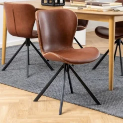 Eetkamerstoelen< Draaibare Eetkamerstoel Isak Cognac