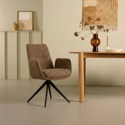 Eetkamerstoelen< Draaibare Eetkamerstoel Molly Bruin