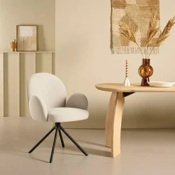 Eetkamerstoelen< Draaibare Eetkamerstoel Moon Crème