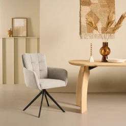 Eetkamerstoelen< Draaibare Eetkamerstoel Swag Beige