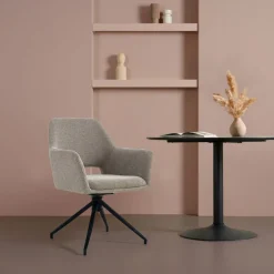 Eetkamerstoelen< Draaibare Eetkamerstoel Tiernan Taupe