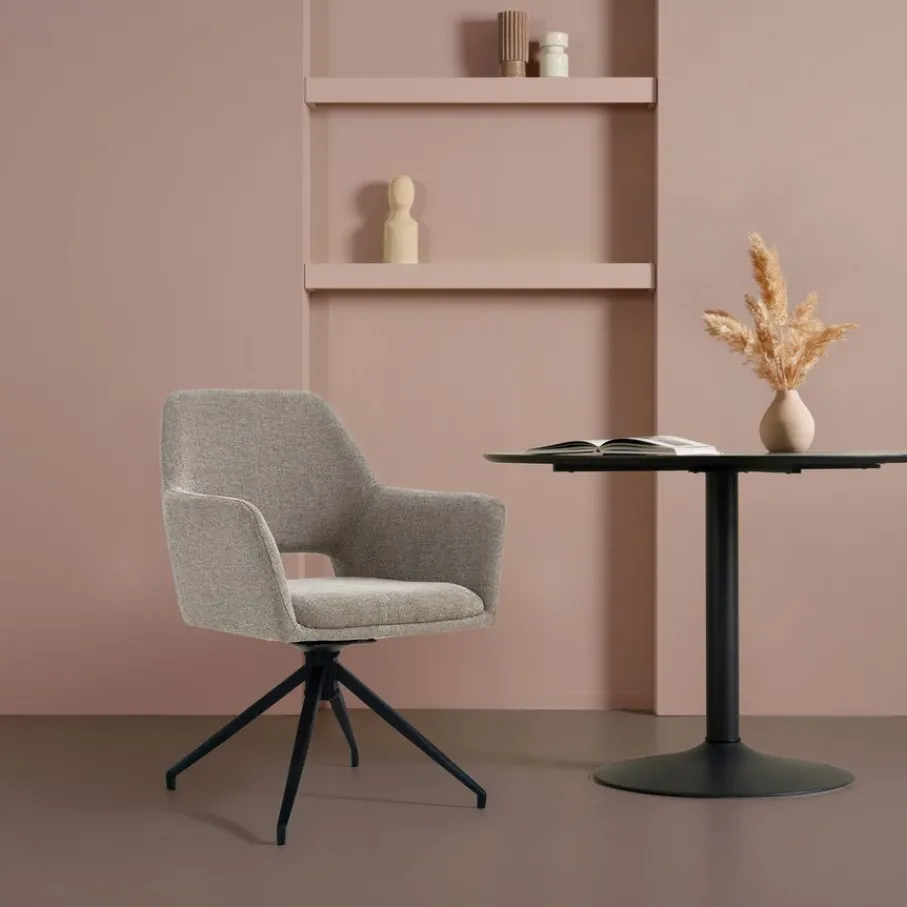 Eetkamerstoelen< Draaibare Eetkamerstoel Tiernan Taupe