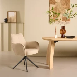 Eetkamerstoelen< Draaibare Eetkamerstoel Tumba Beige