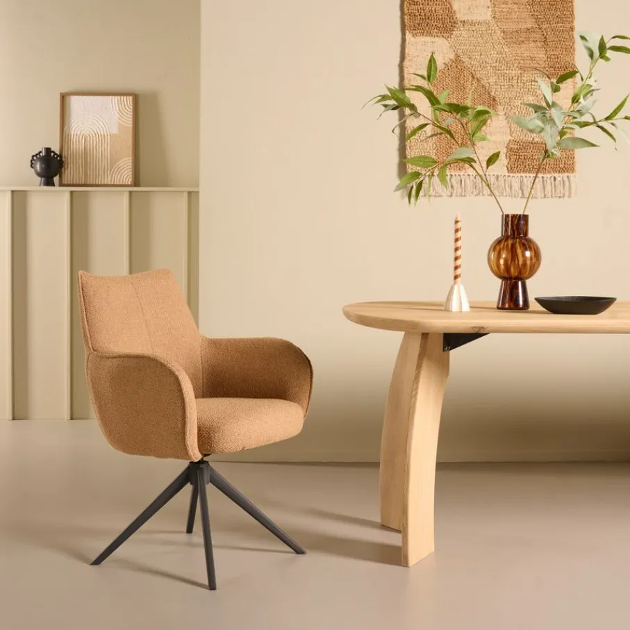 Eetkamerstoelen< Draaibare Eetkamerstoel Tumba Caramel