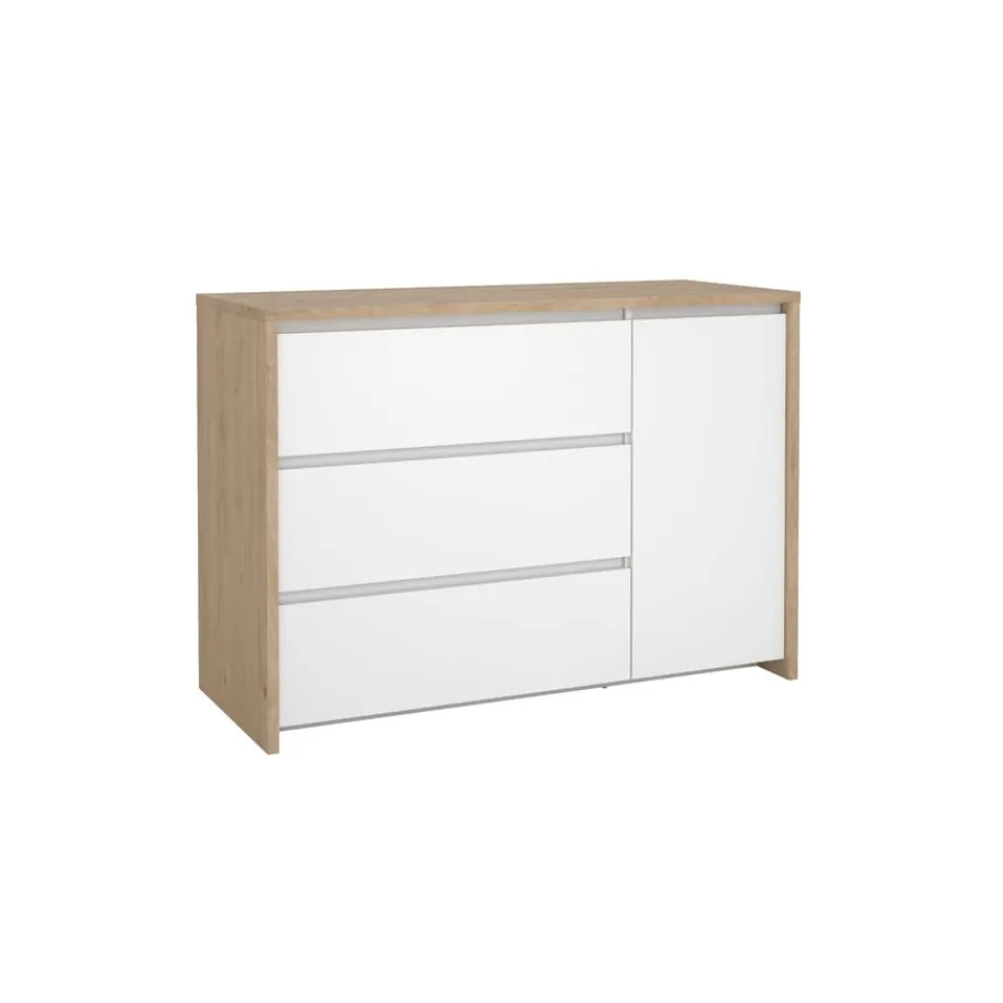 Ladekasten|Dressoirs< Dressoir Atlanta Eiken / Hoogglans Wit - 119x84x48 cm